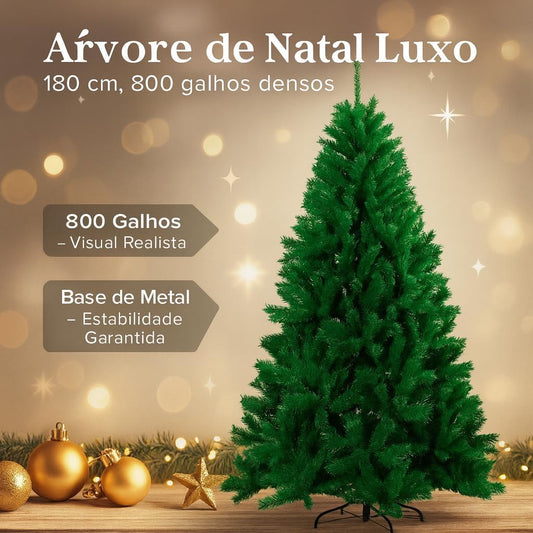 Árvore de Natal Luxo Pinheiro 1,80m 800 Galhos