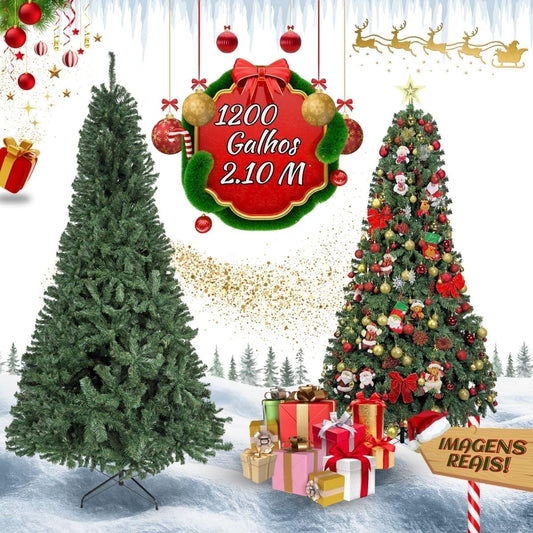 Árvore De Natal Pinheiro Canadense Luxo 2,10m 1200 Galhos
